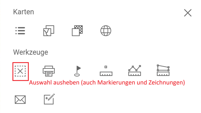 rot umrandetes Symbol zum Zurücksetzen der Themenauswahl