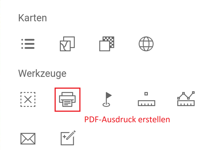 rot umrandetes Symbol zum PDF-Ausdruck erstellen